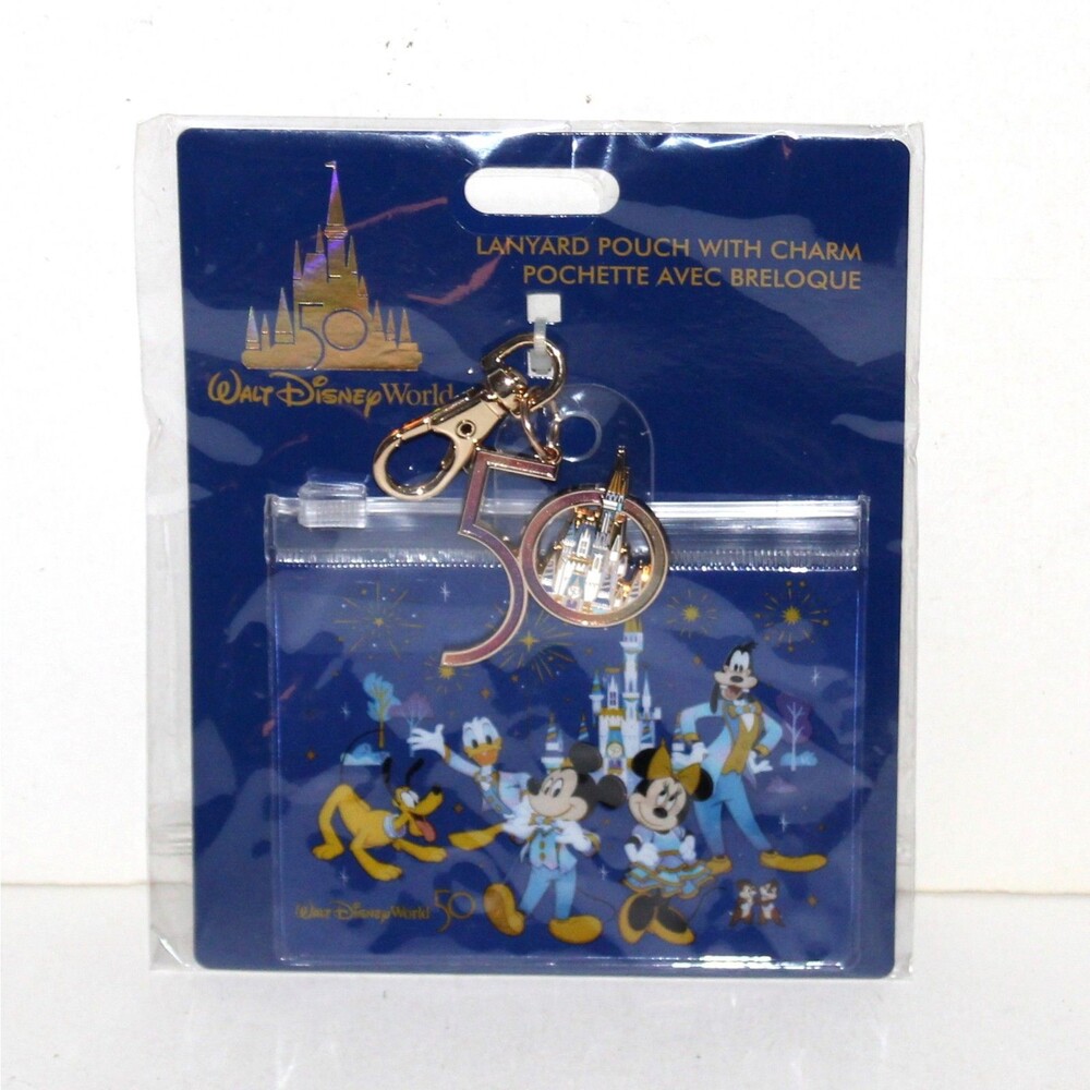 Walt Disney 50 Anniversary Pouch and Charm NEW metal enamel